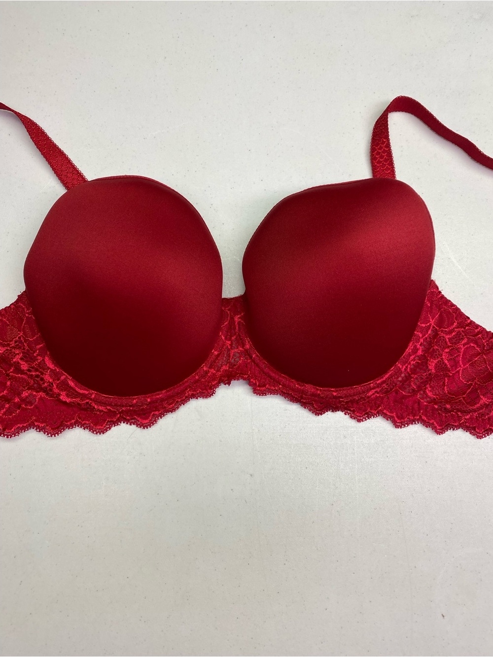 Simone Perele Caresse 3D Plunge Bra Tango Red Lace 36F (36DDD) *P1037
